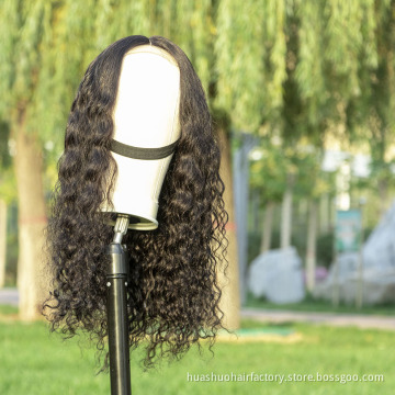 100% Brazilian Human Hair Lace Front Wig 150% Density Pre Plucked Natural Color Water Wave 4*4 Lace Closure Wig Remy